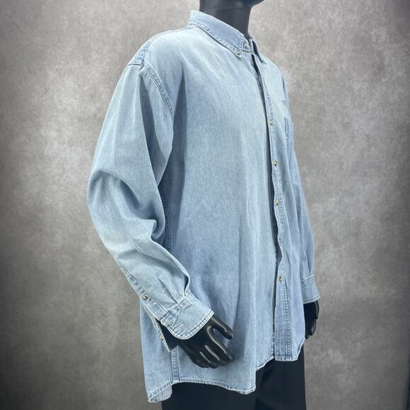 Vintage Alaska Rugged Wear Mens XL Button Down Chambray Denim Long Sleeve Shirt - Picture 3 of 9